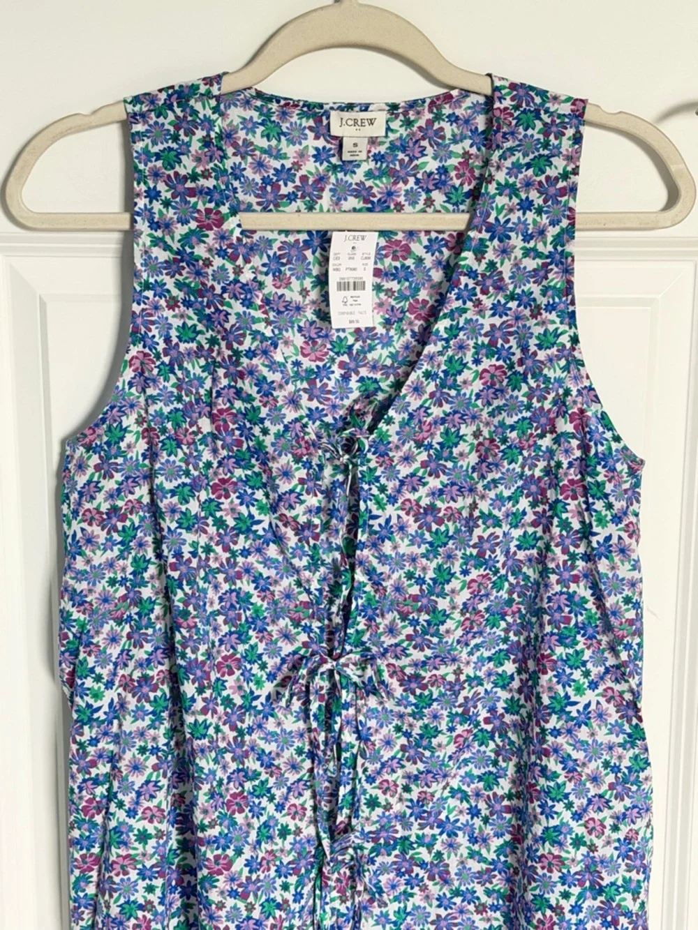 NEW J. Crew White Floral Tie-Front Beach Mini coverup Dress Small 54972